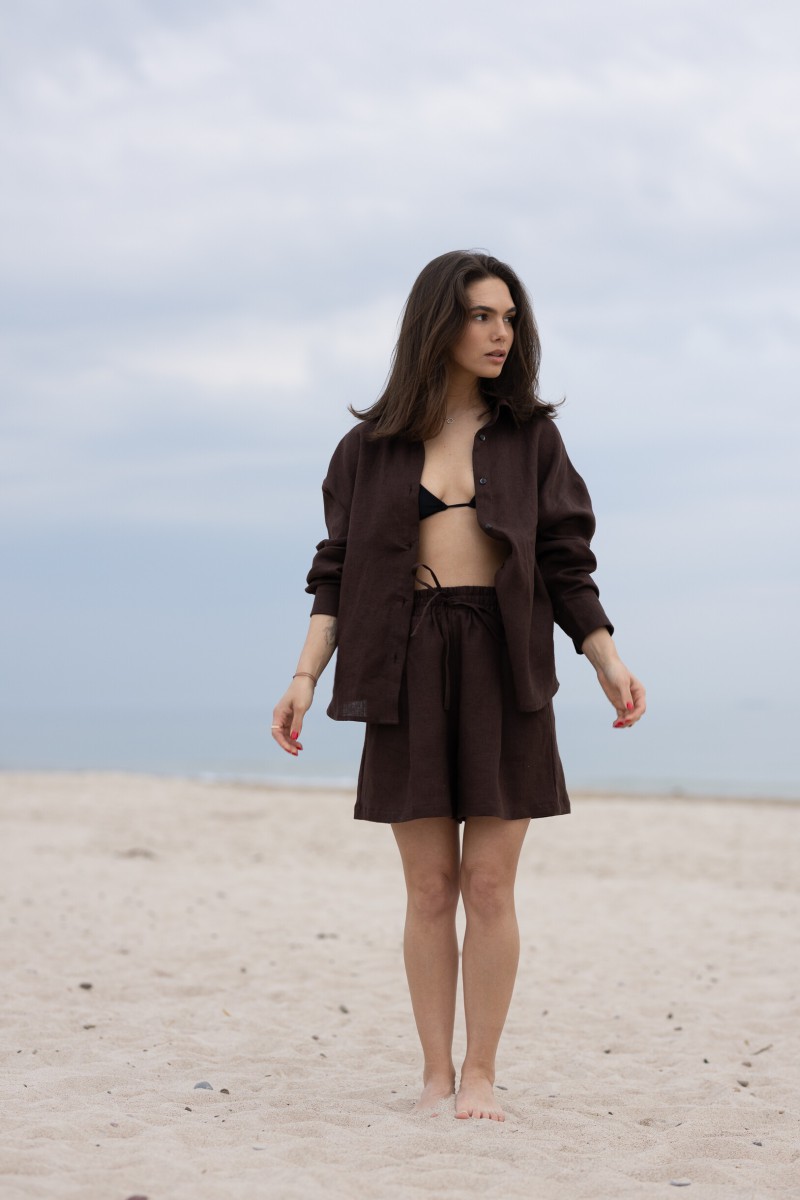 Brown linen shorts – photo 10