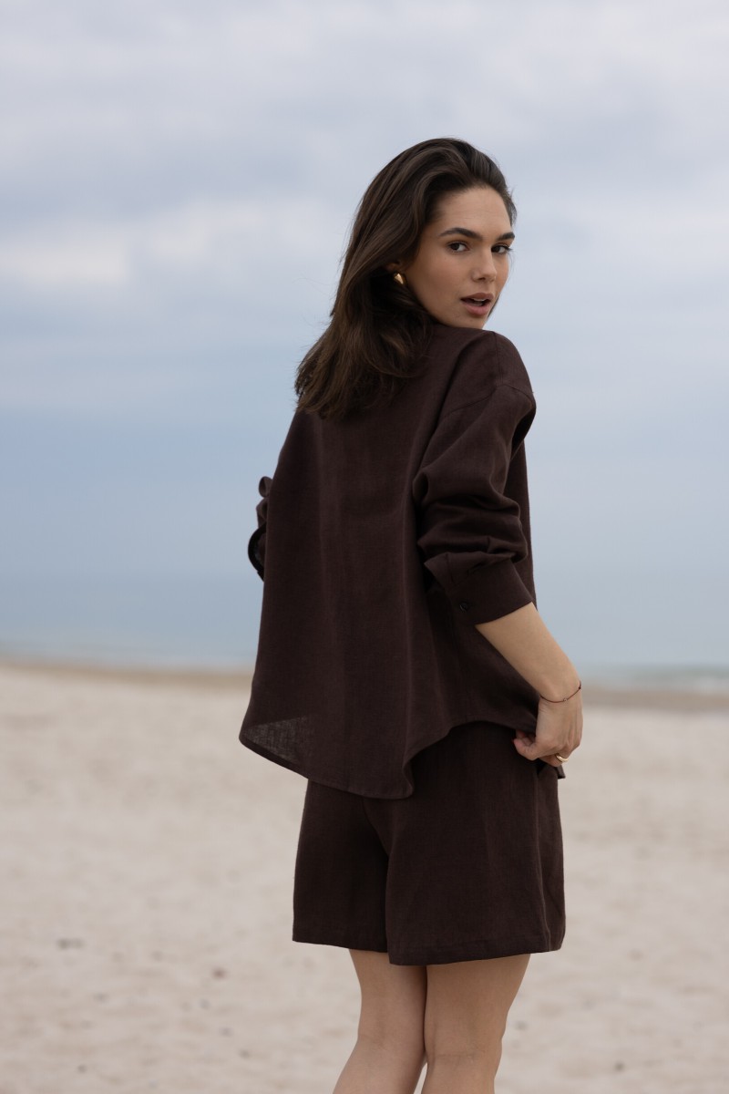 Brown linen shorts – photo 11