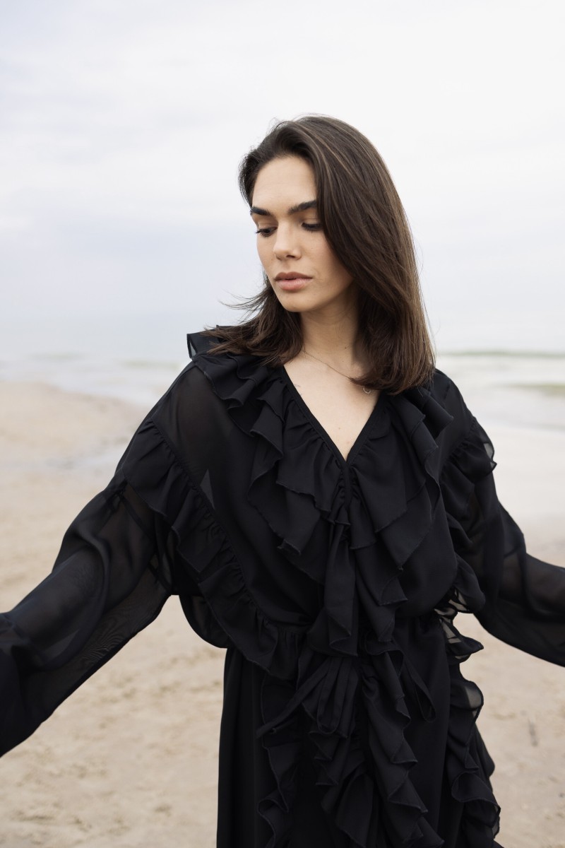 "Aurora" black chiffon dress – photo 3