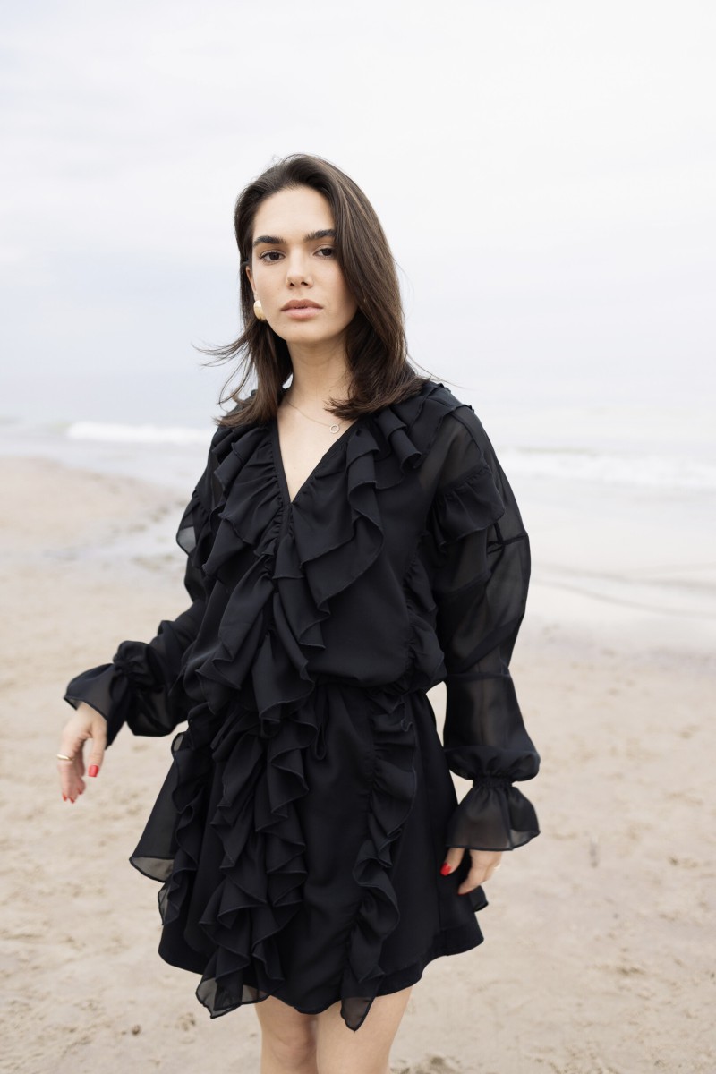 "Aurora" black chiffon dress