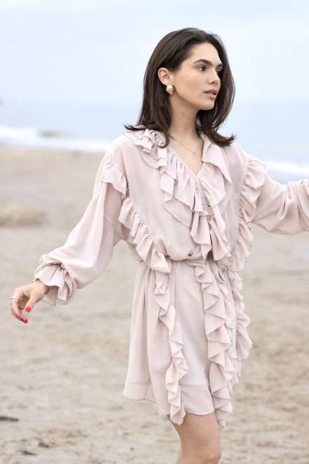 "Aurora" nude chiffon dress – another view