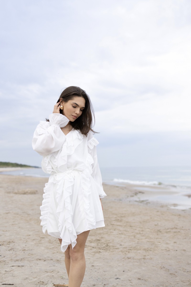 "Aurora" white chiffon dress – photo 14