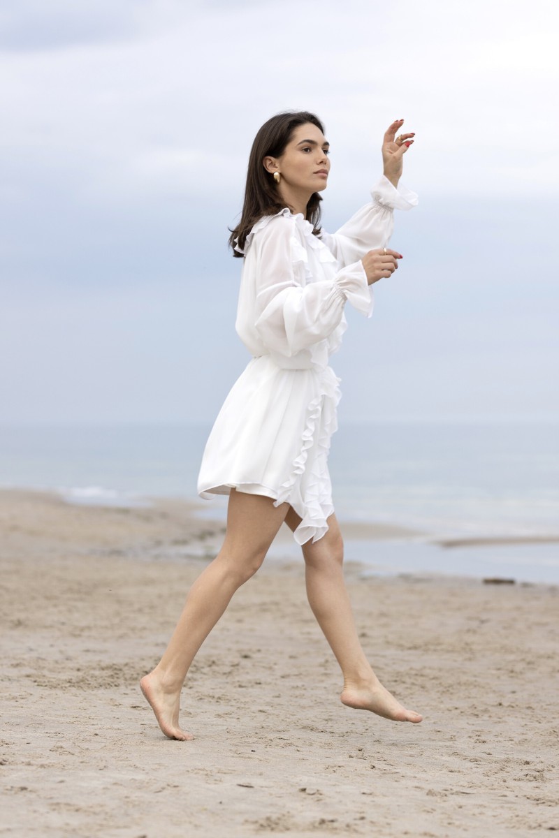 "Aurora" white chiffon dress – photo 9