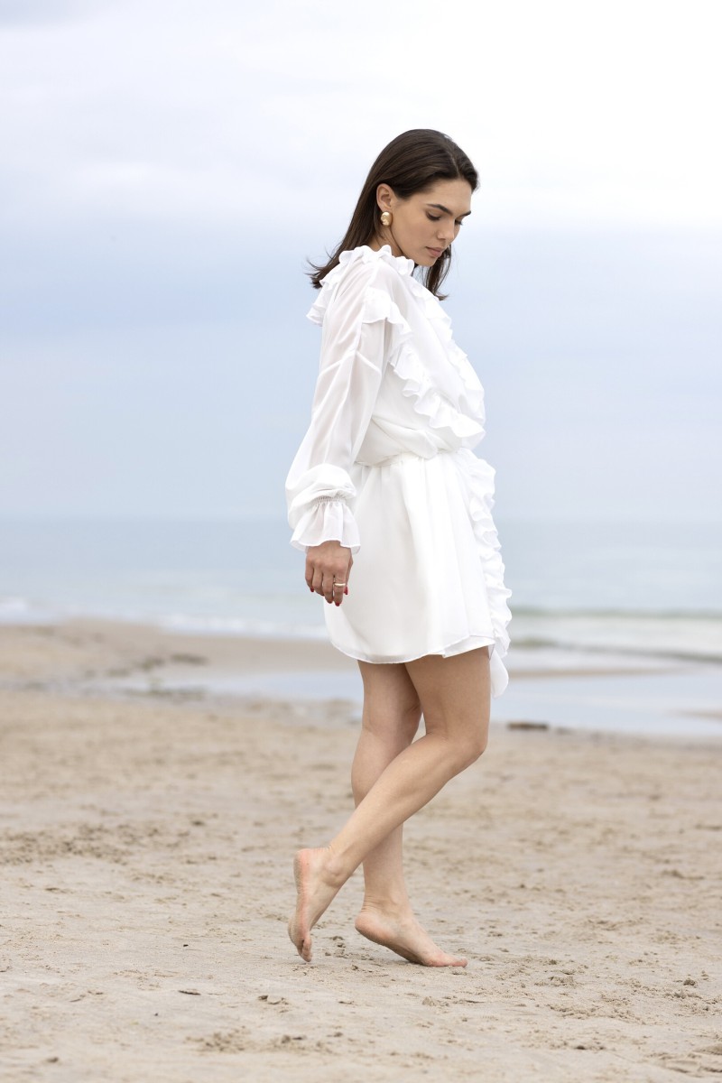 "Aurora" white chiffon dress – photo 10