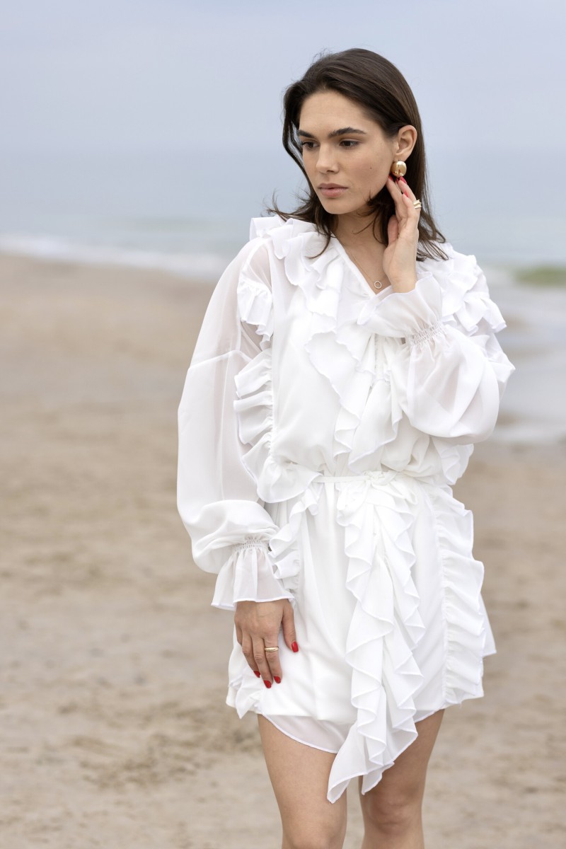 "Aurora" white chiffon dress – photo 11
