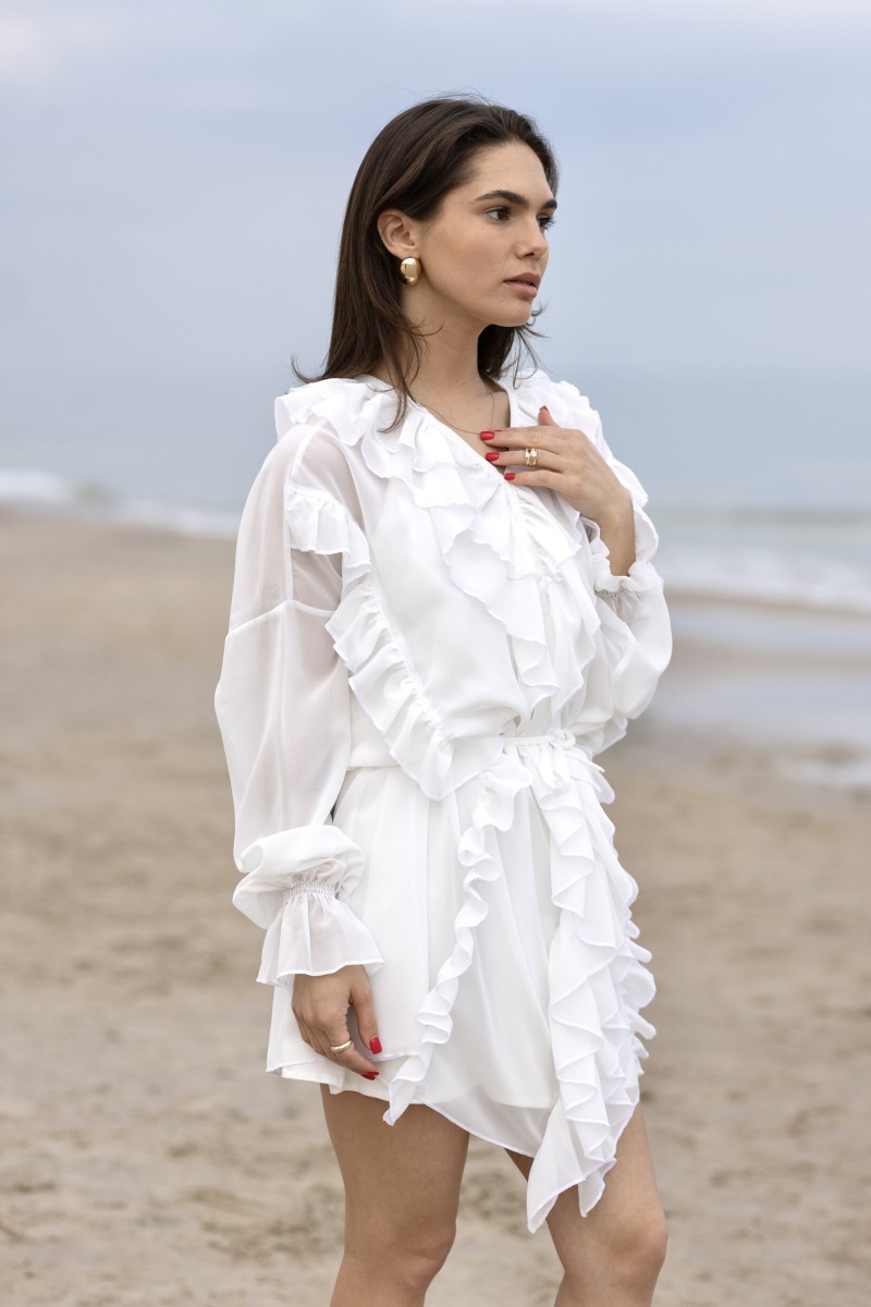 "Aurora" white chiffon dress