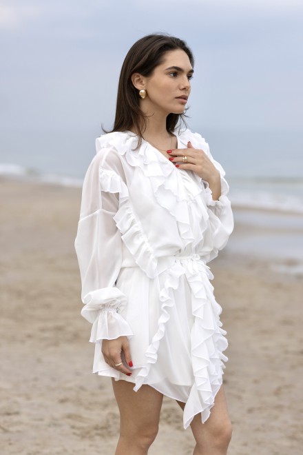 "Aurora" white chiffon dress