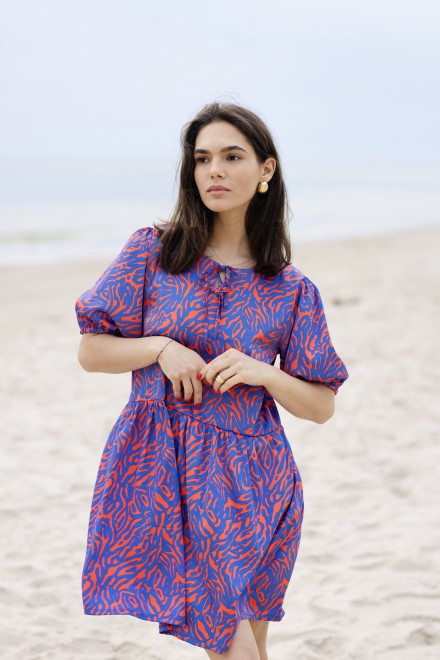 "Melina" blue/orange dress