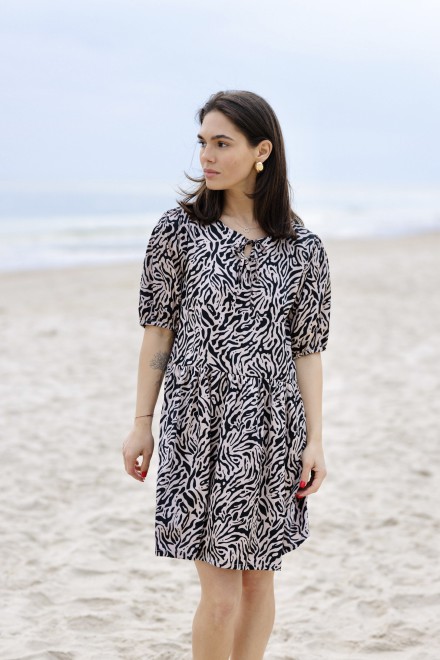 "Melina" brown/black dress