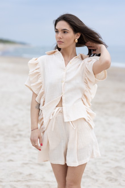 Linen-look muslin shorts