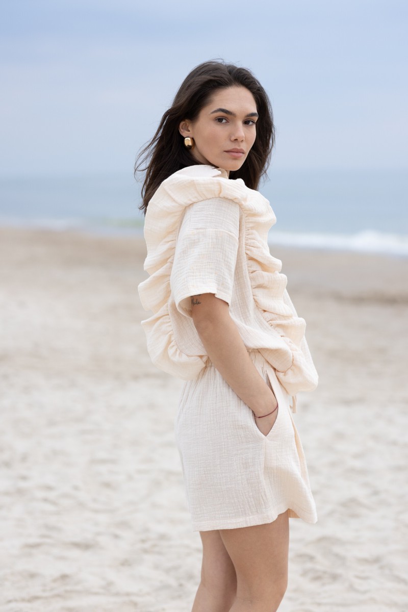 Linen-look muslin shorts – photo 6