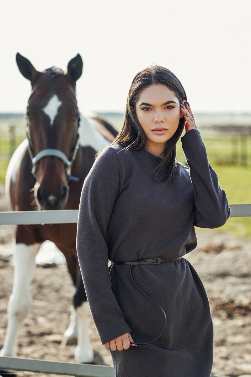 "Davina" brown dress with a slit – photo 3