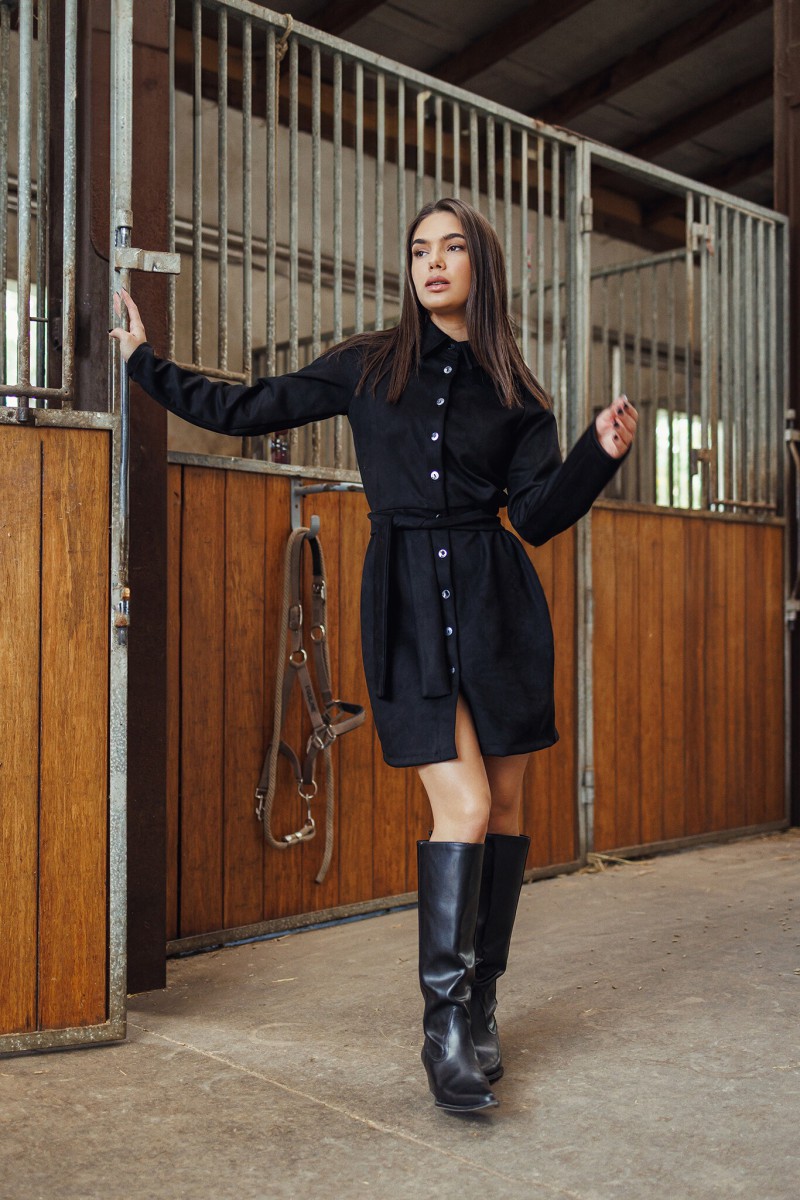 Black suede dress