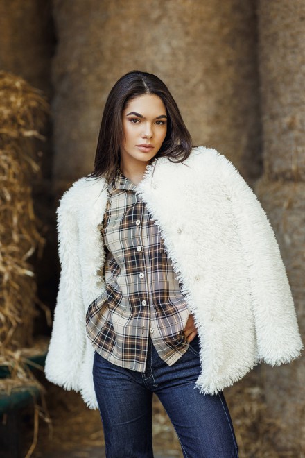 Milk white faux fur coat