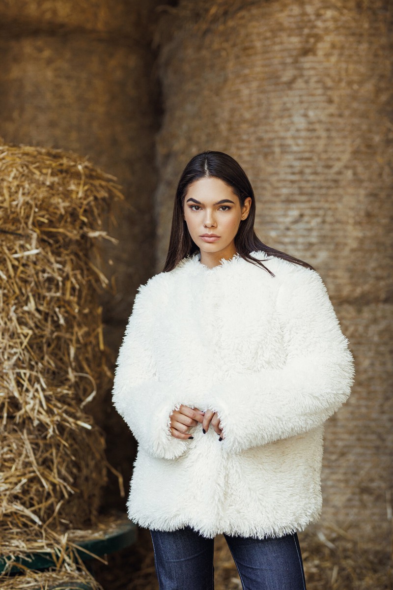 Milk white faux fur coat – photo 4