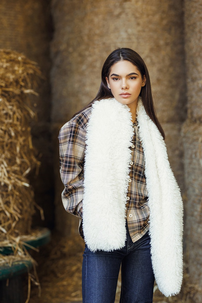 Thick fluffy milk white scarf