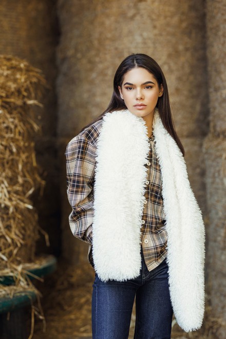 Thick fluffy milk white scarf