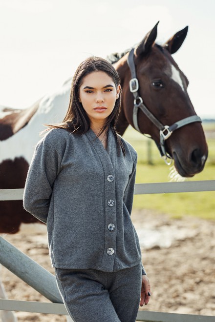 Grey jumper with buttons – another view