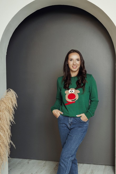 Women's green jumper with Rudolf S