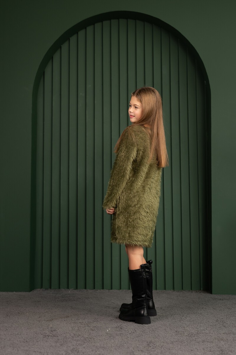Fluffy olive girl's dress – photo 3