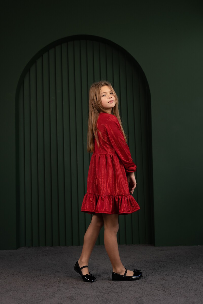 Red shimmer girl's dress – photo 5