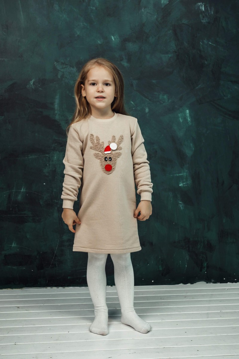 Girl's sand dress with a soft reindeer – photo 2