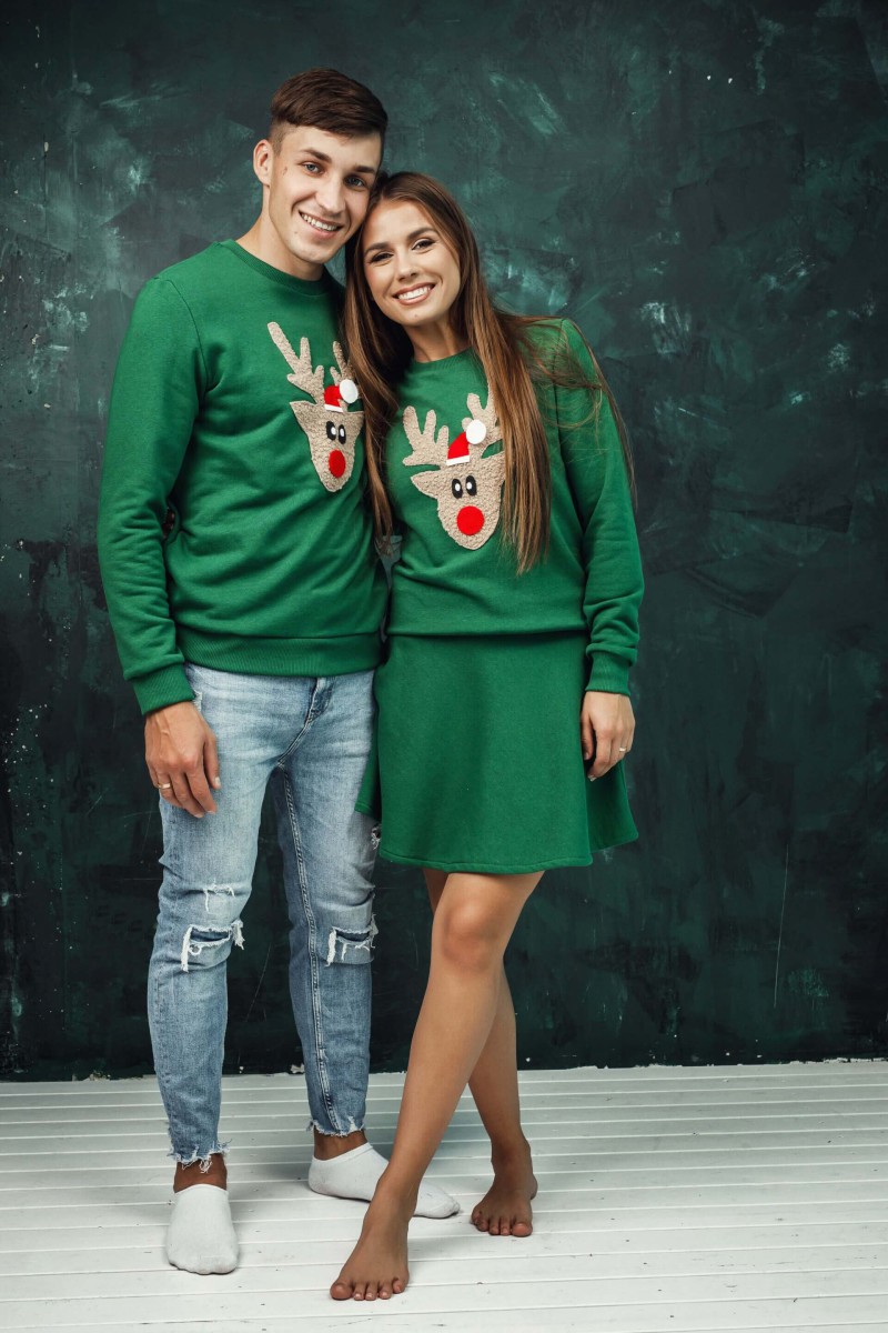Green Christmas set with a soft reindeer, choose another appliqué on the product page – photo 2