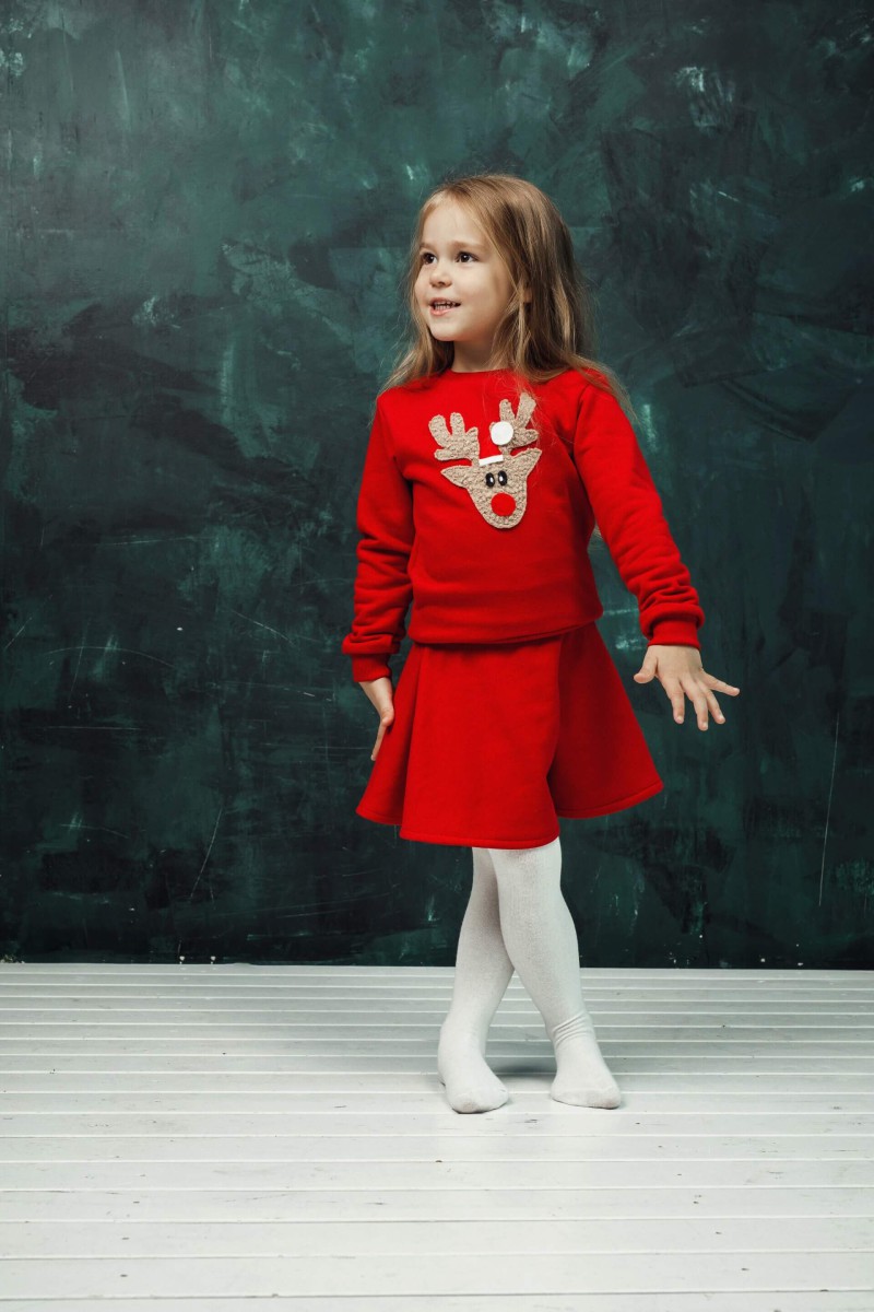 Girl's Christmas set with a soft reindeer