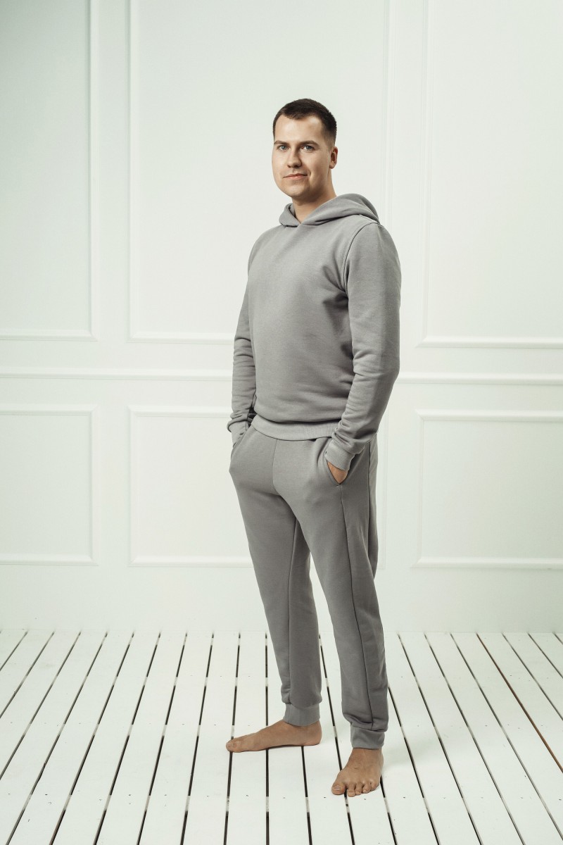 "Grey" men's lounge set with a hood
