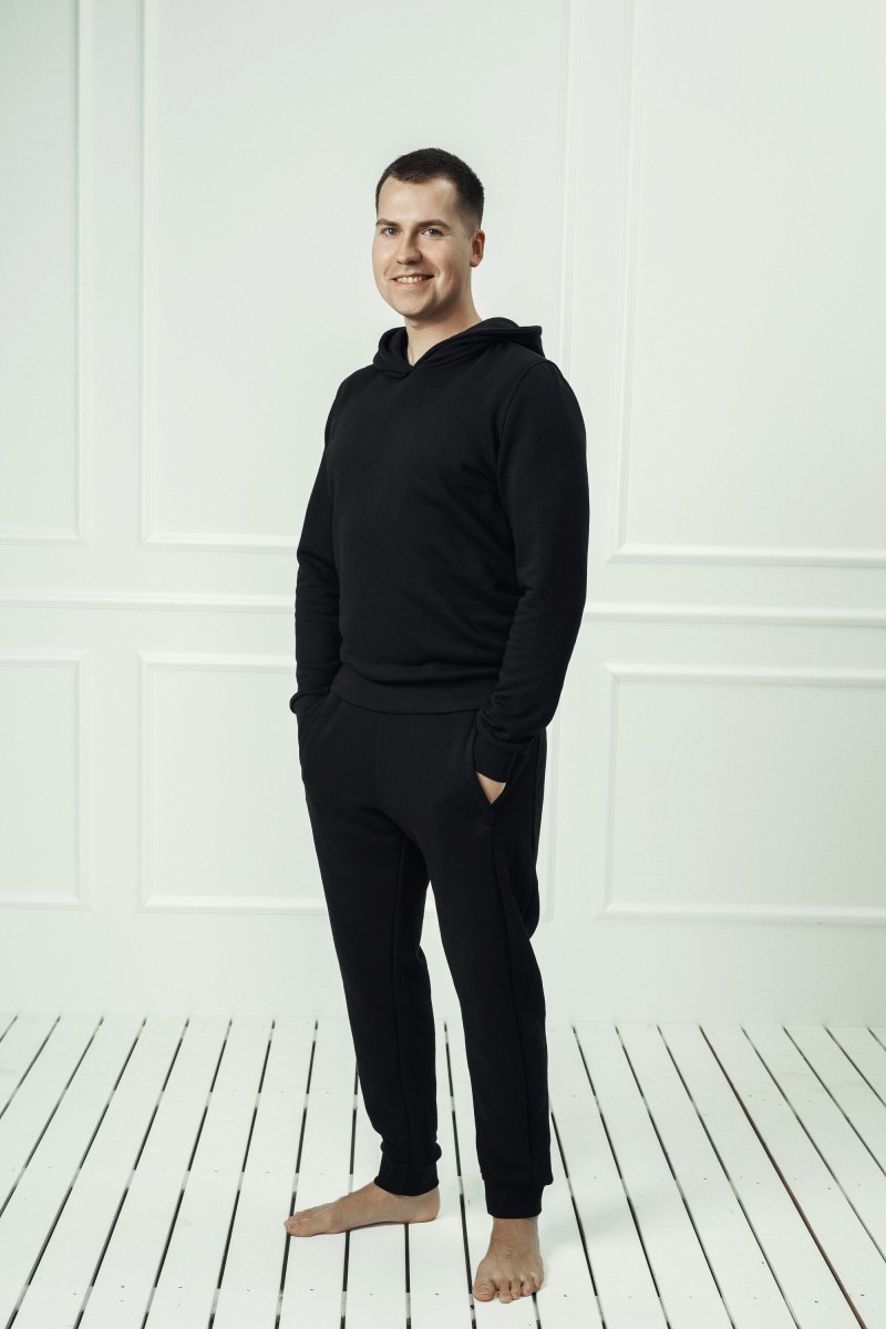 "Black" men's lounge set with a hood
