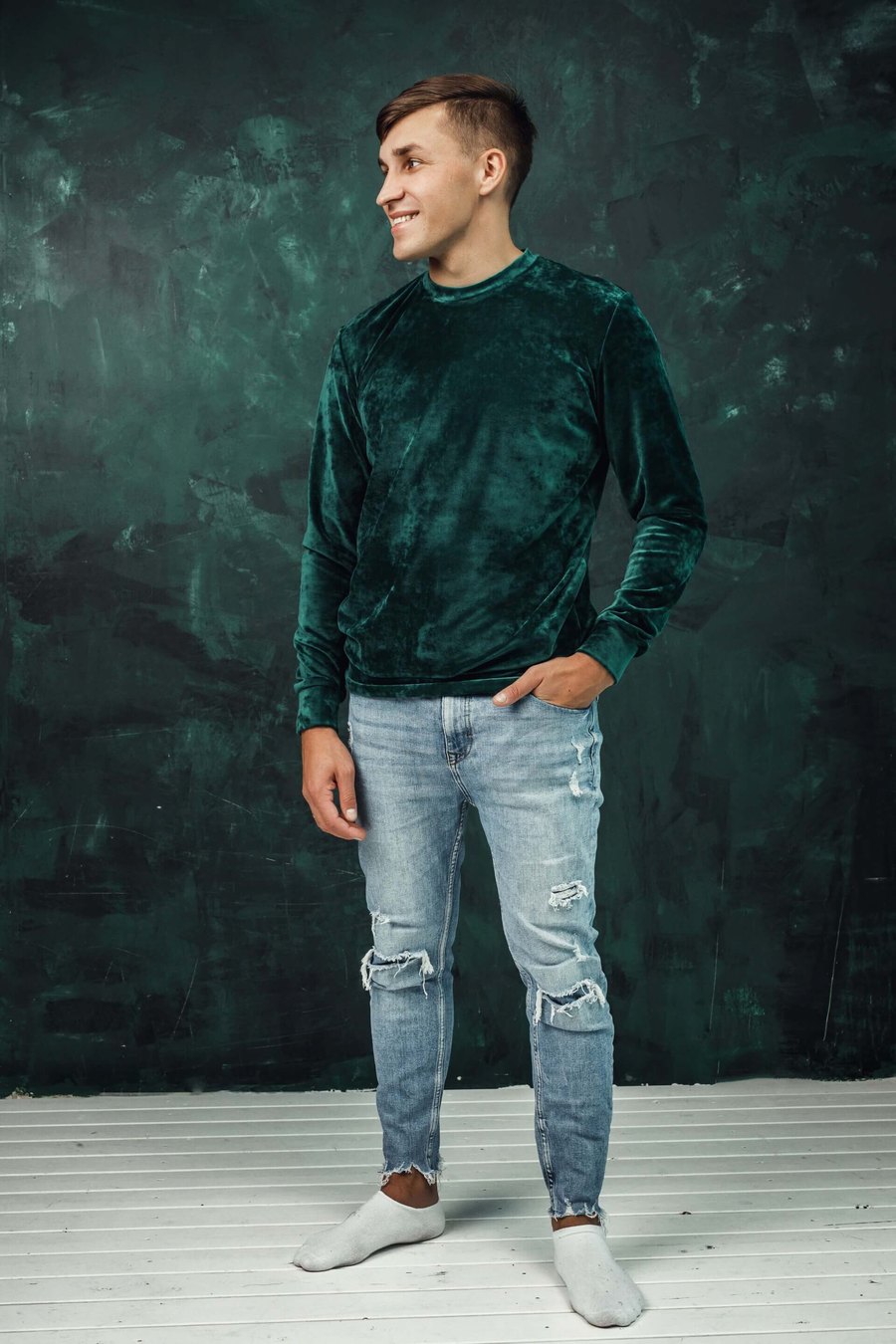 Emerald men's velour jumper